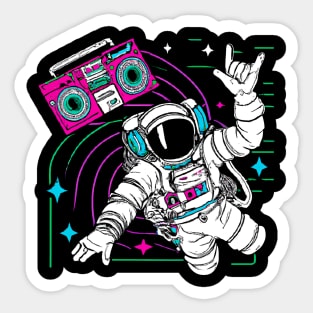 Astronaut in space with boombox Sticker